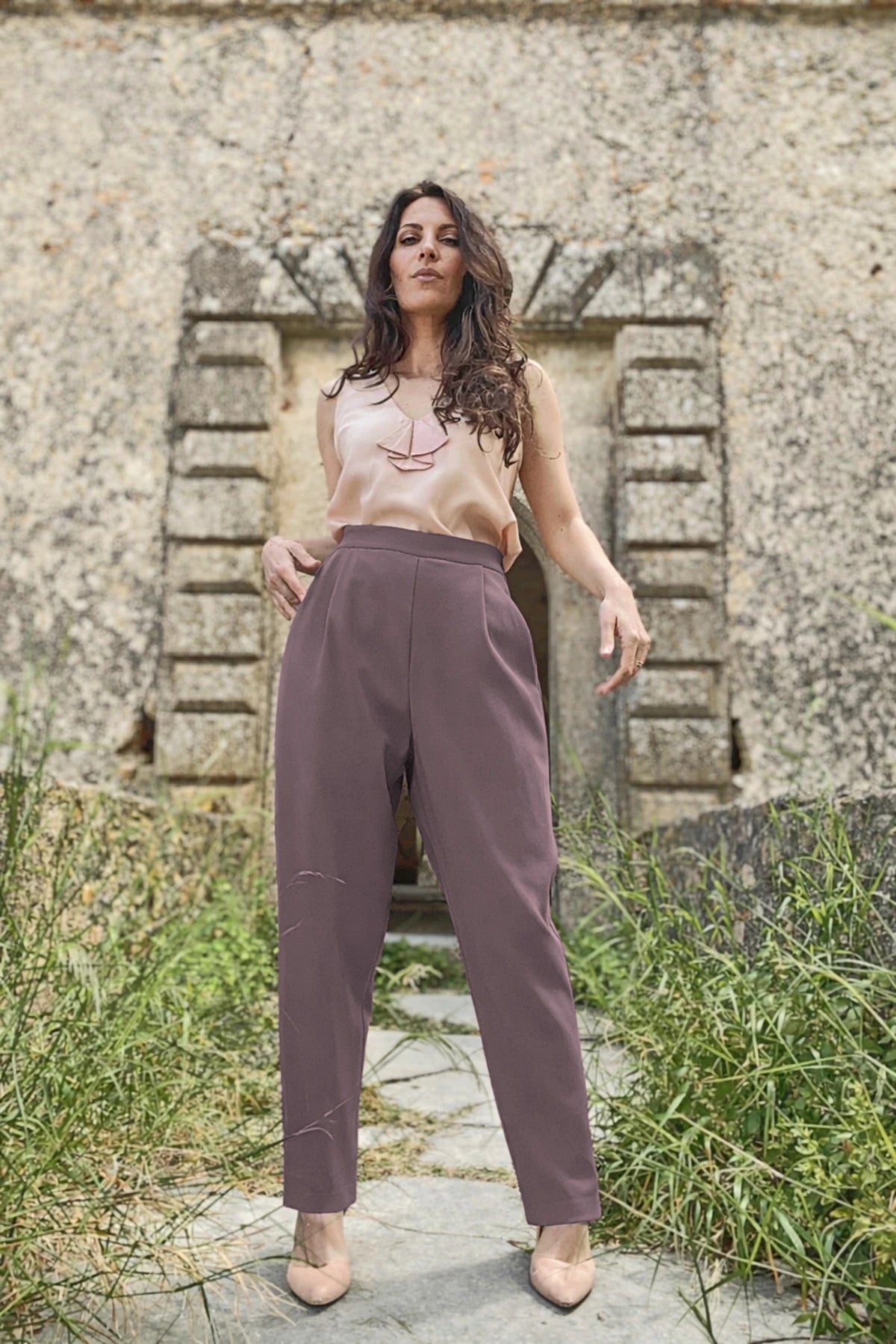 Pantalone Ada cotone deadstock abbigliamento sartoriale brand malia lab malva