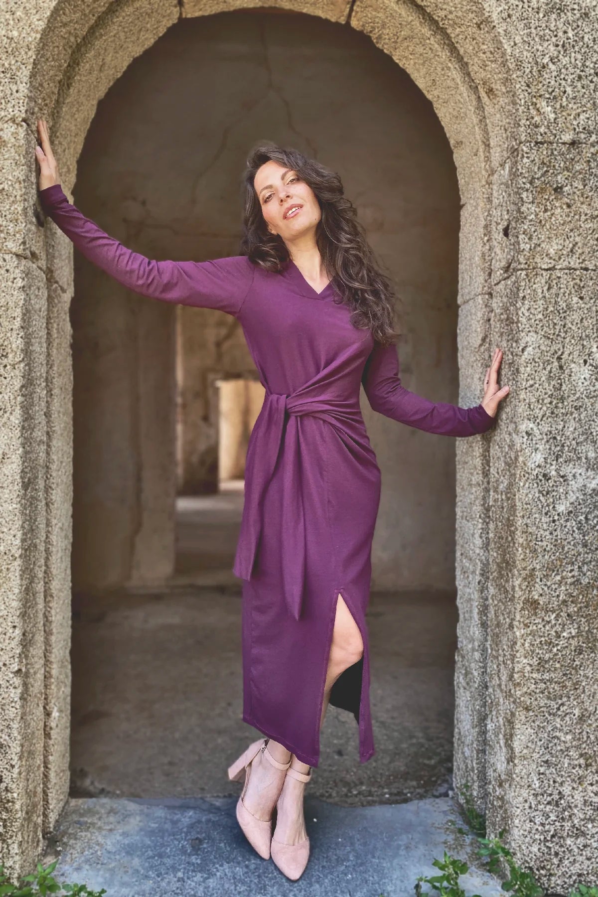 Abito Elise jersey cotone abbigliamento sostenibile sartoriale brand artigianale etico malia lab
