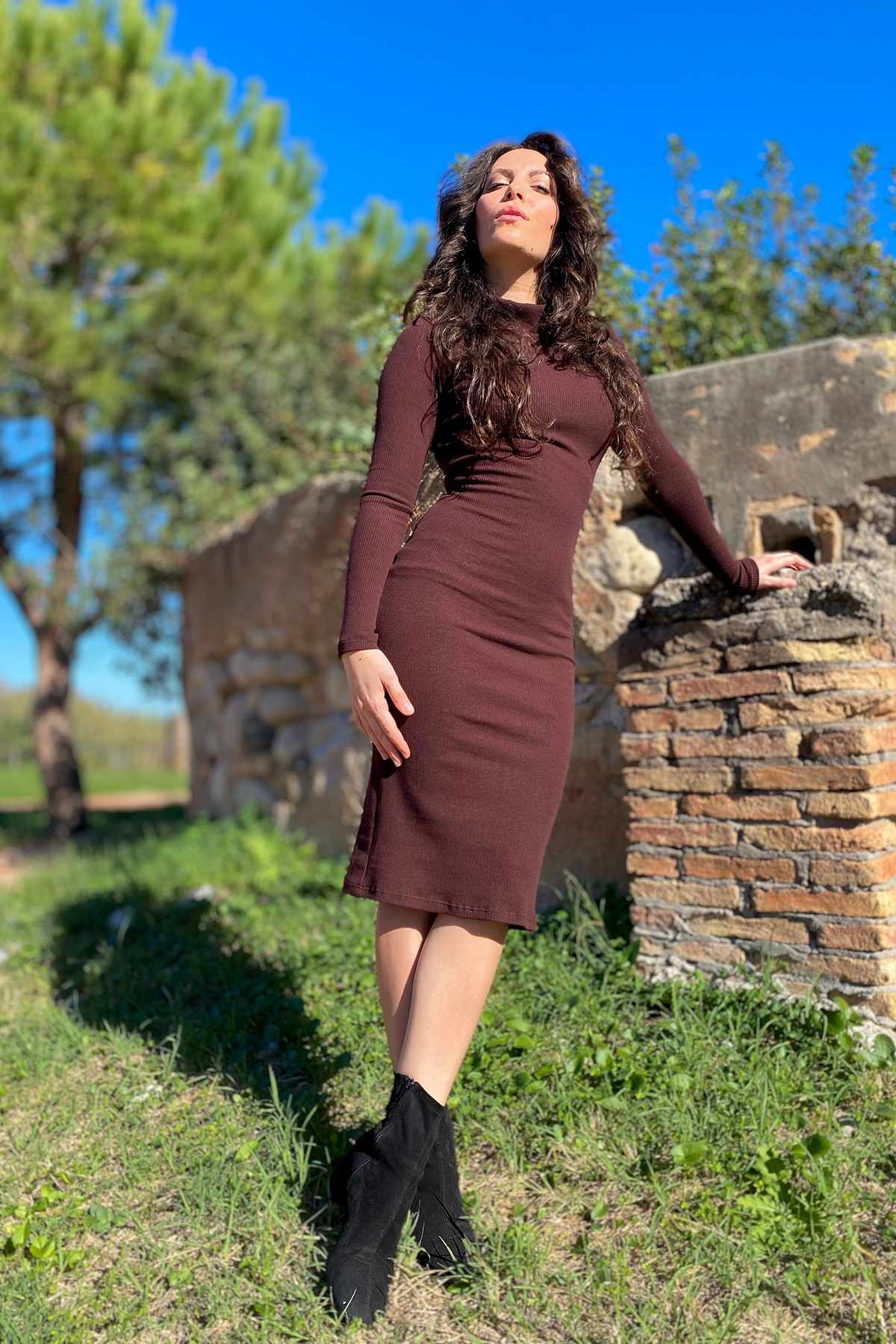 Abito KATRINE costina lyocell aderente elasticizzato abbigliamento sostenibile moda responsabile bran malia lab
