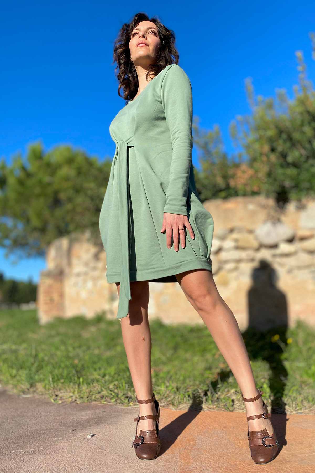Abito a sacco cotone felpato biologico abbigliamento sostenibile moda sartoriale responsabile brand malia lab
