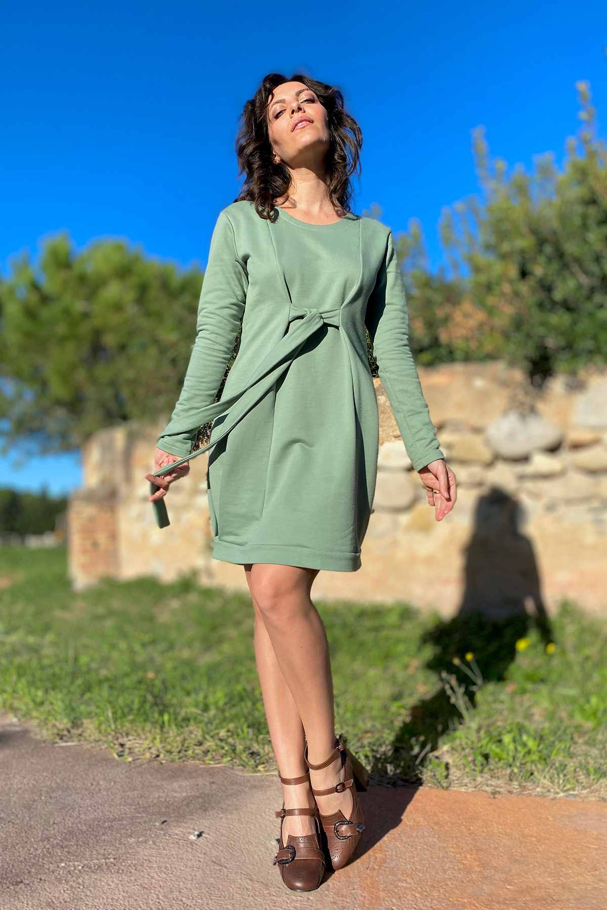 Abito a sacco cotone felpato biologico abbigliamento sostenibile moda sartoriale responsabile etica brand malia lab
