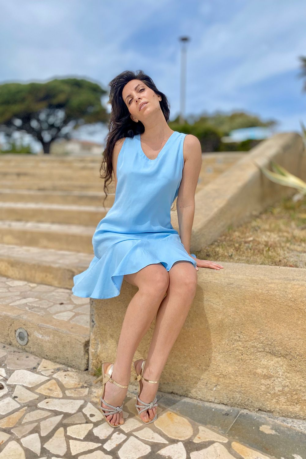 Abito in tencel lyocell abbigliamento sostenibile vestiti ecosostenibili donna brand malia lab moda etica sartoriale dettaglio
