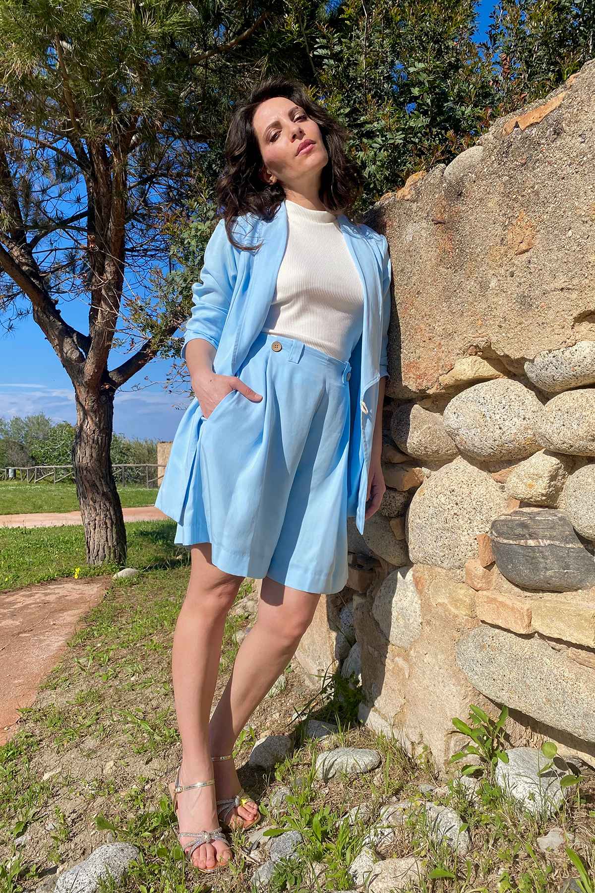 Bermuda Gabriela Giacca Paola tencel lyocell brand malia lab abbigliamento sartoriale etico
