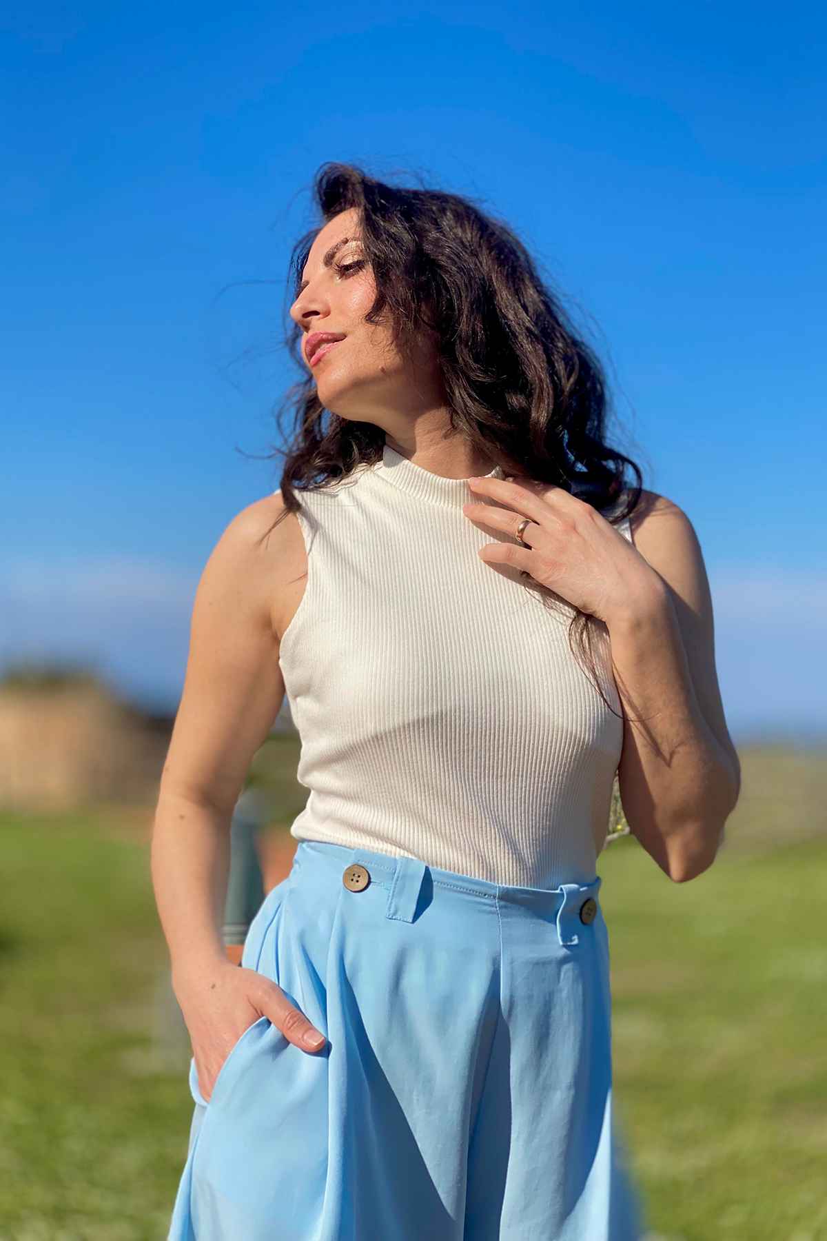 Bermuda Gabriela Top Ines lyocell brand malia lab abbigliamento sartoriale sostenibile dettaglio
