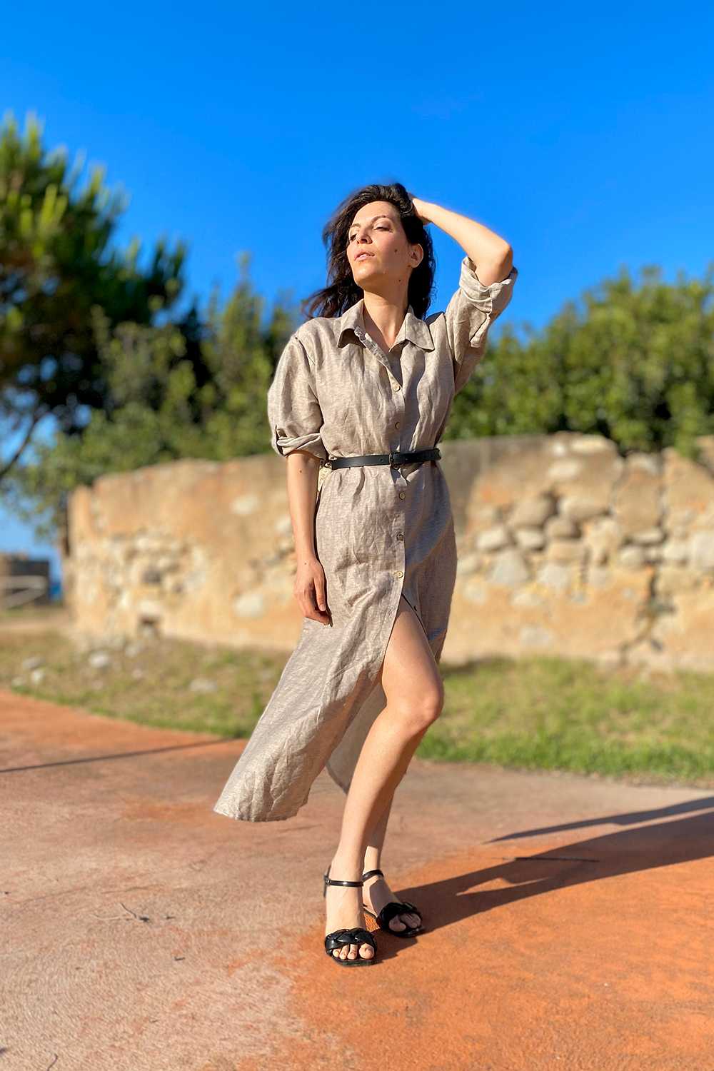 Camicione chemisier lino biologico cotone brand malia lab abbigliamento sostenibile donna moda etica