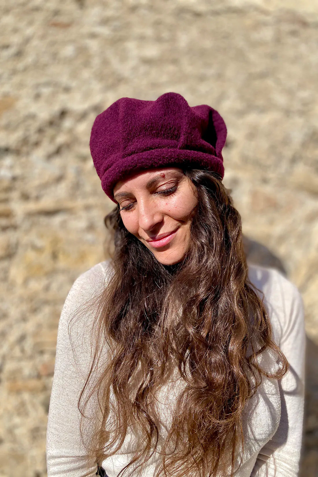 Cappello Edith lana cotta vergine accessori artigianali sostenibili malia lab vista frontale
