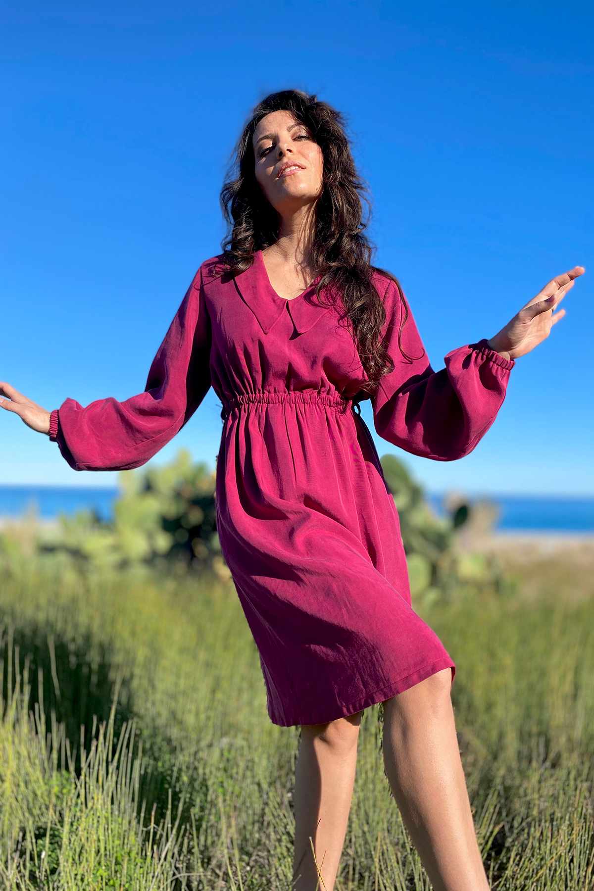 Chemisier abito camicia VIVIAN tencel lyocell abbigliamento sartoriale moda responsabile brand malia lab

