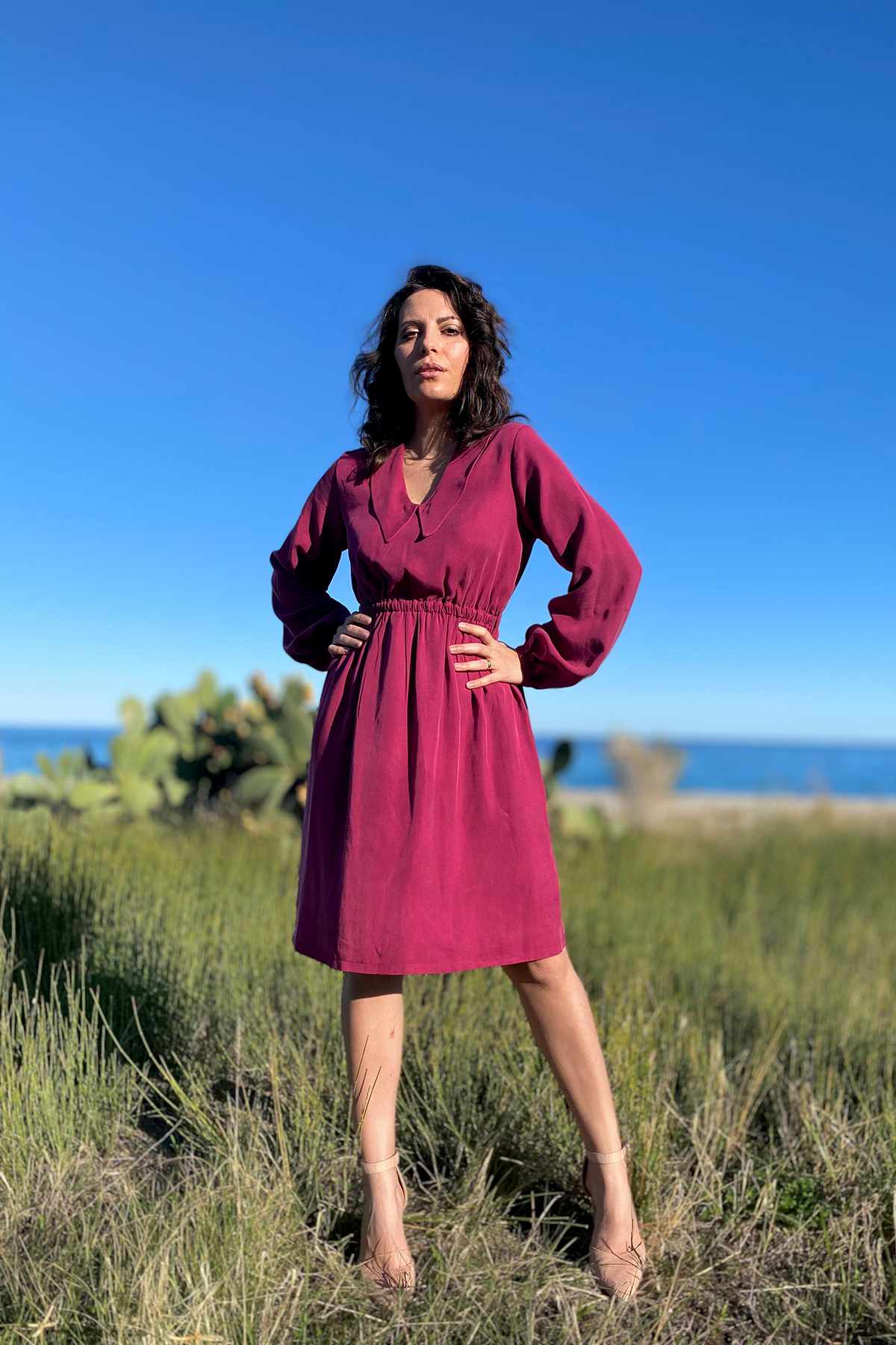 Chemisier abito camicia VIVIAN tencel lyocell abbigliamento sartoriale moda responsabile sartoriale brand malia lab
