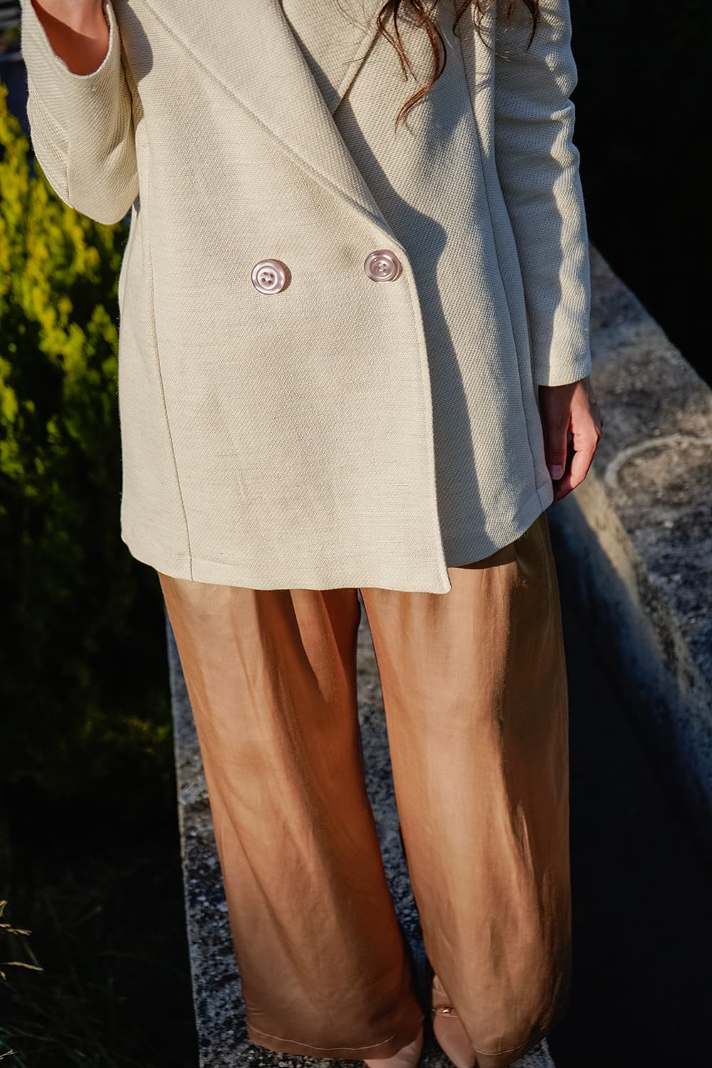 Dettaglio Giacca Benedetta lana cotone biologici Flavia Amato malia lab atelier moda abbigliamento etico sostenibile