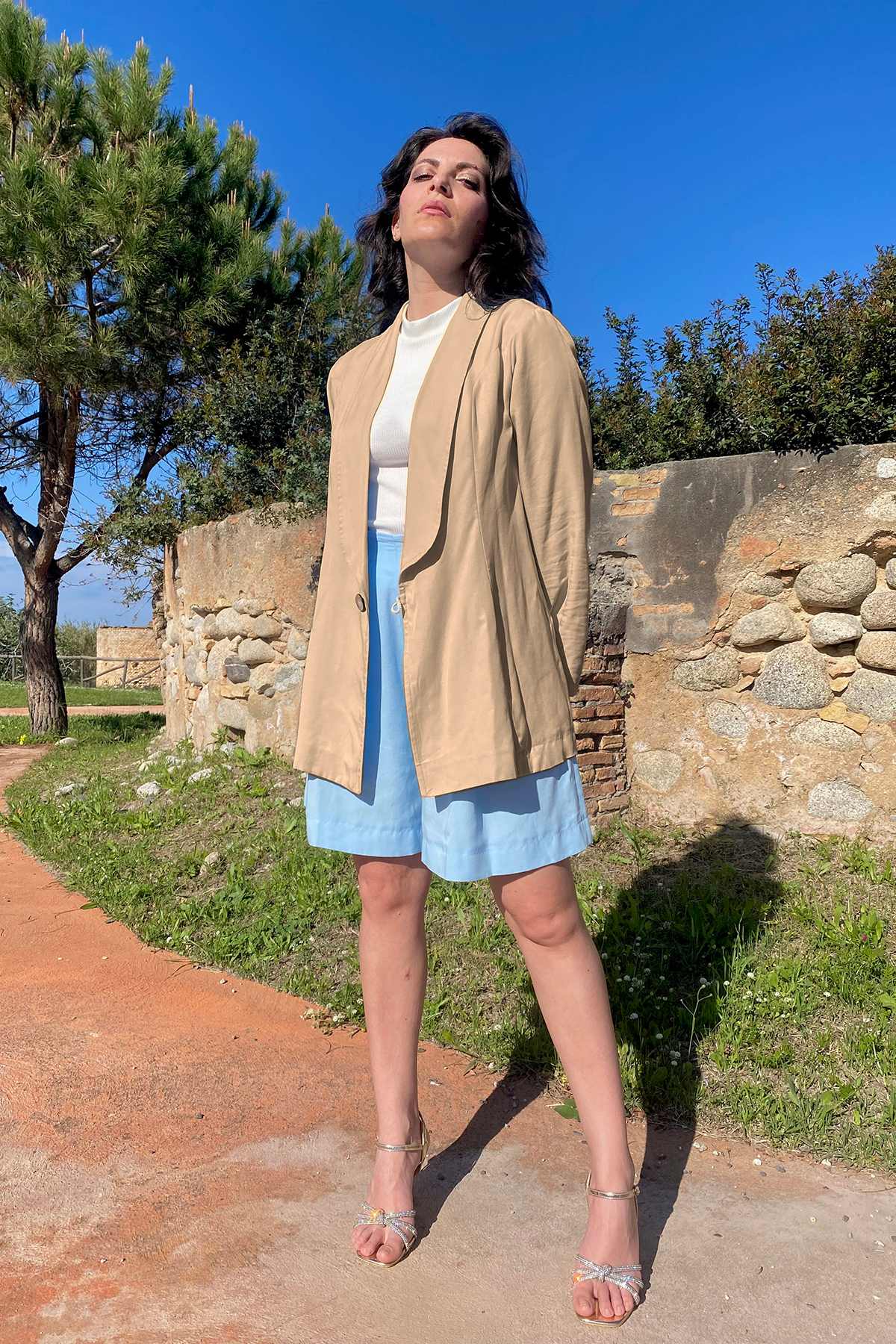 Bermuda Gabriela Giacca Paola Beige tencel lyocell brand malia lab abbigliamento sartoriale etico