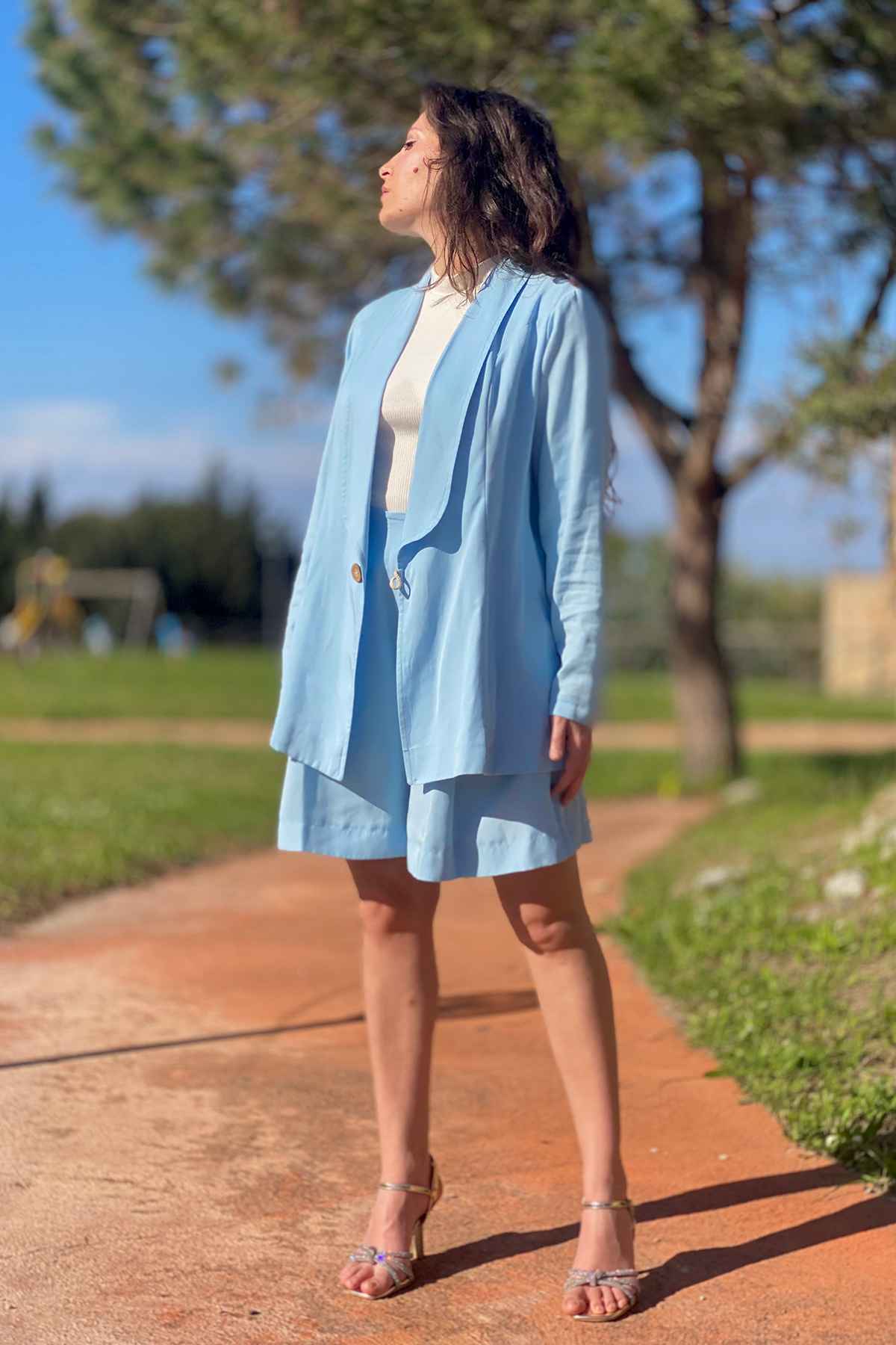 Giacca Paola tencel lyocell brand malia lab abbigliamento sartoriale sostenibile

