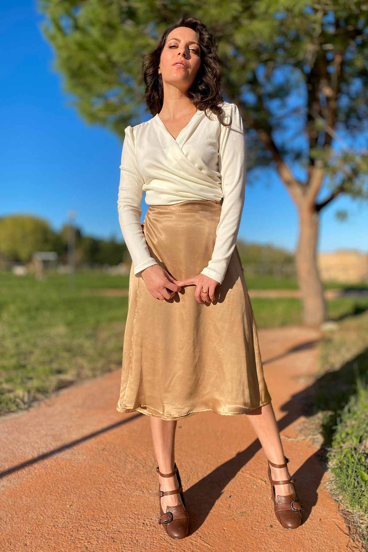 Gonna SOFIA cupro Maglia incrociata ILENIA lyocell seacel abbigliamento sostenibile moda responsabile etica brand malia lab
