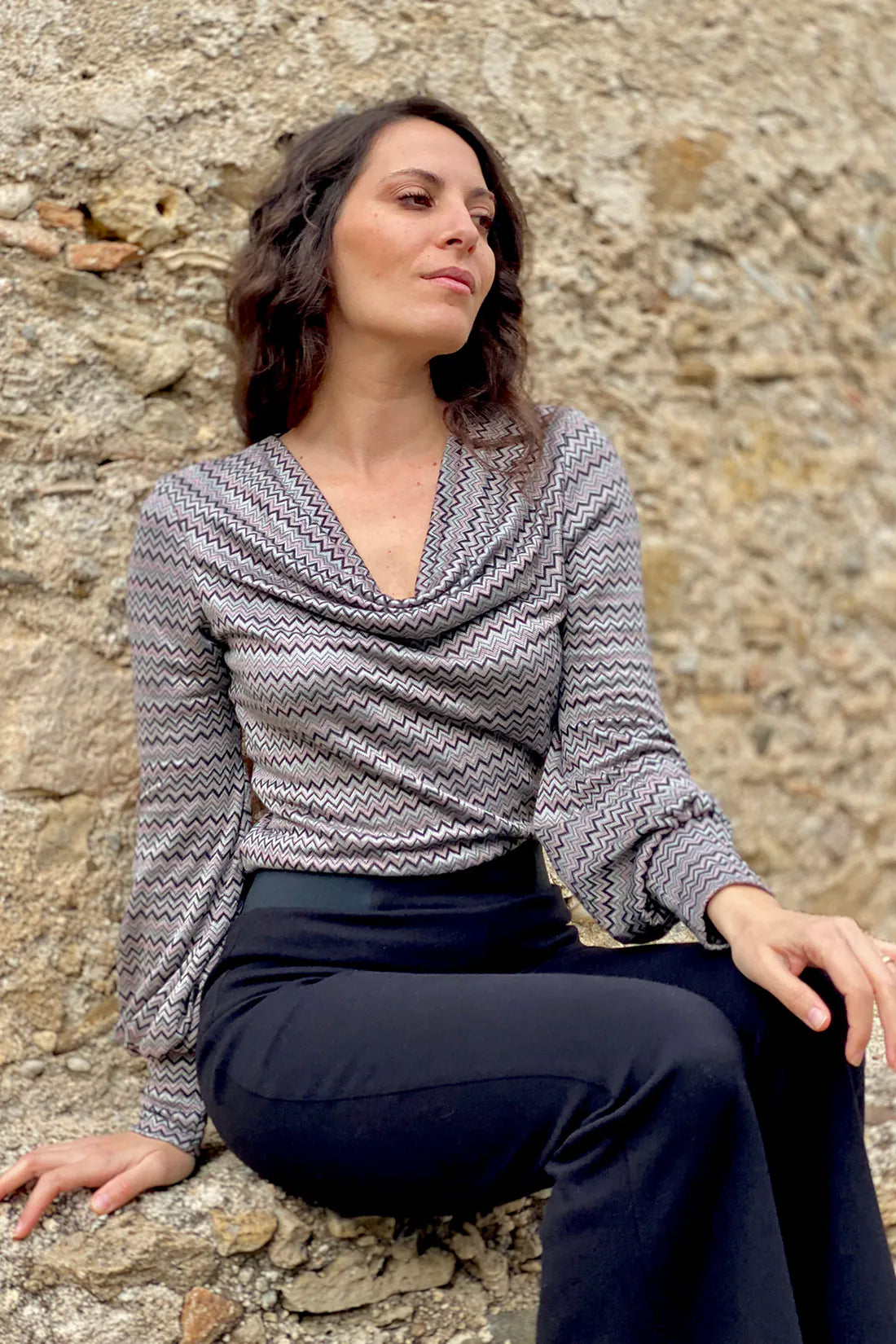 Maglia CANNELLA ecoviscosa vegetale abbigliamento artigianale sartoriale sostenibile malia lab
