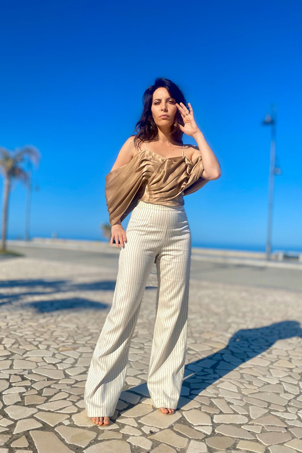 Pantalone palazzo Federica lyocell abbigliamento sostenibile vestiti ecosostenibili donna brand malia lab pantaloni sartoriali