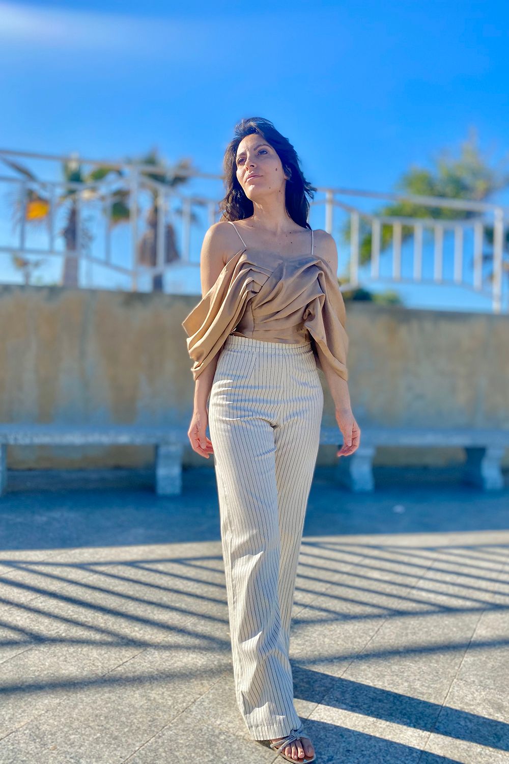 Pantalone palazzo Federica lyocell abbigliamento sostenibile vestiti ecosostenibili donna moda etica brand malia lab pantaloni sartoriali