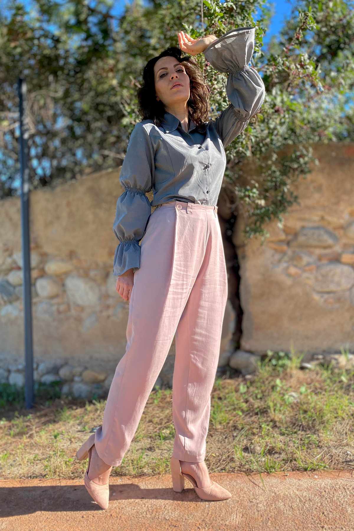 Pantaloni GABY camicia FELICIA tencel lyocell abbigliamento sartoriale moda responsabile bran malia lab
