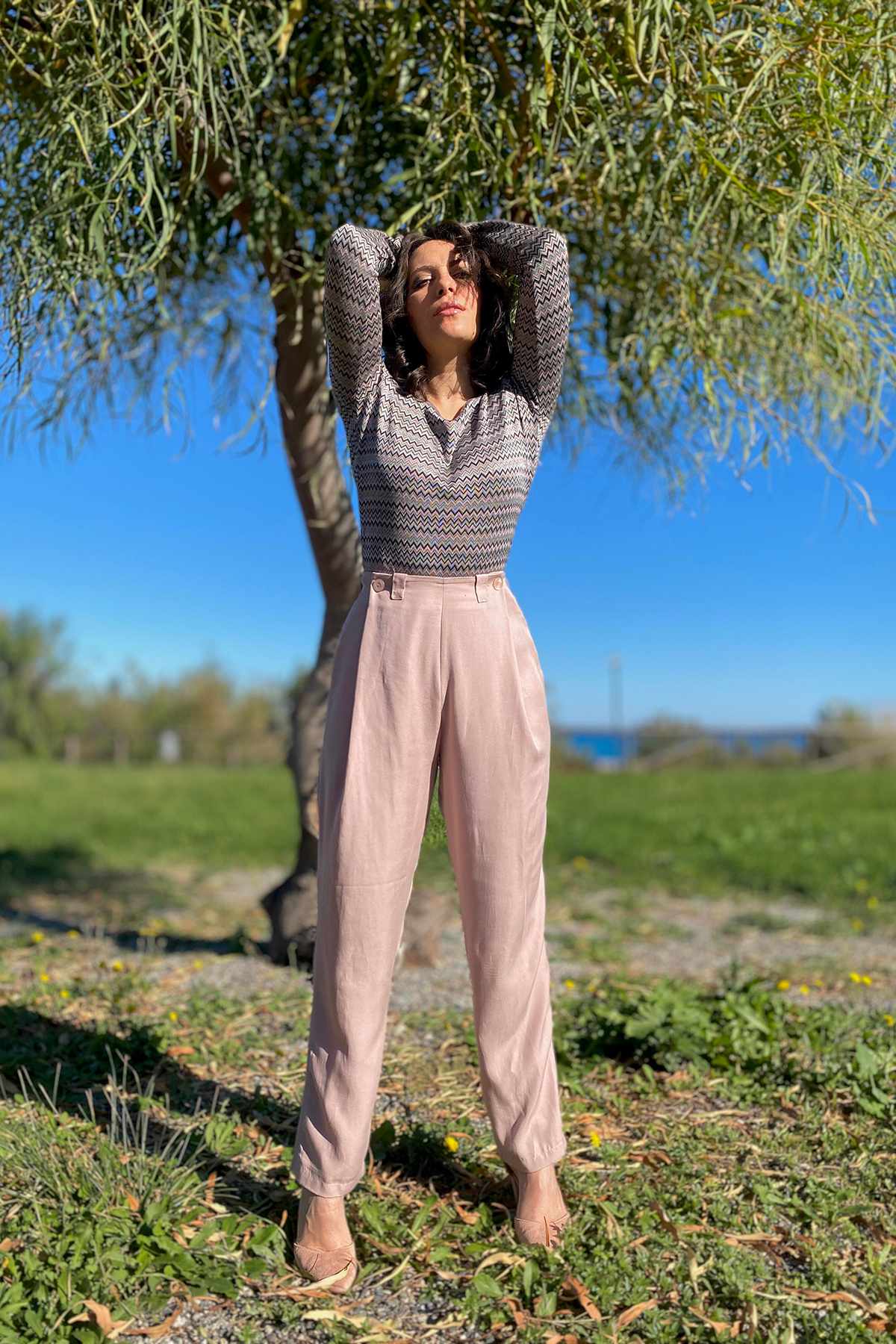 Pantaloni GABY tencel lyocell abbigliamento sostenibile moda responsabile bran malia lab
