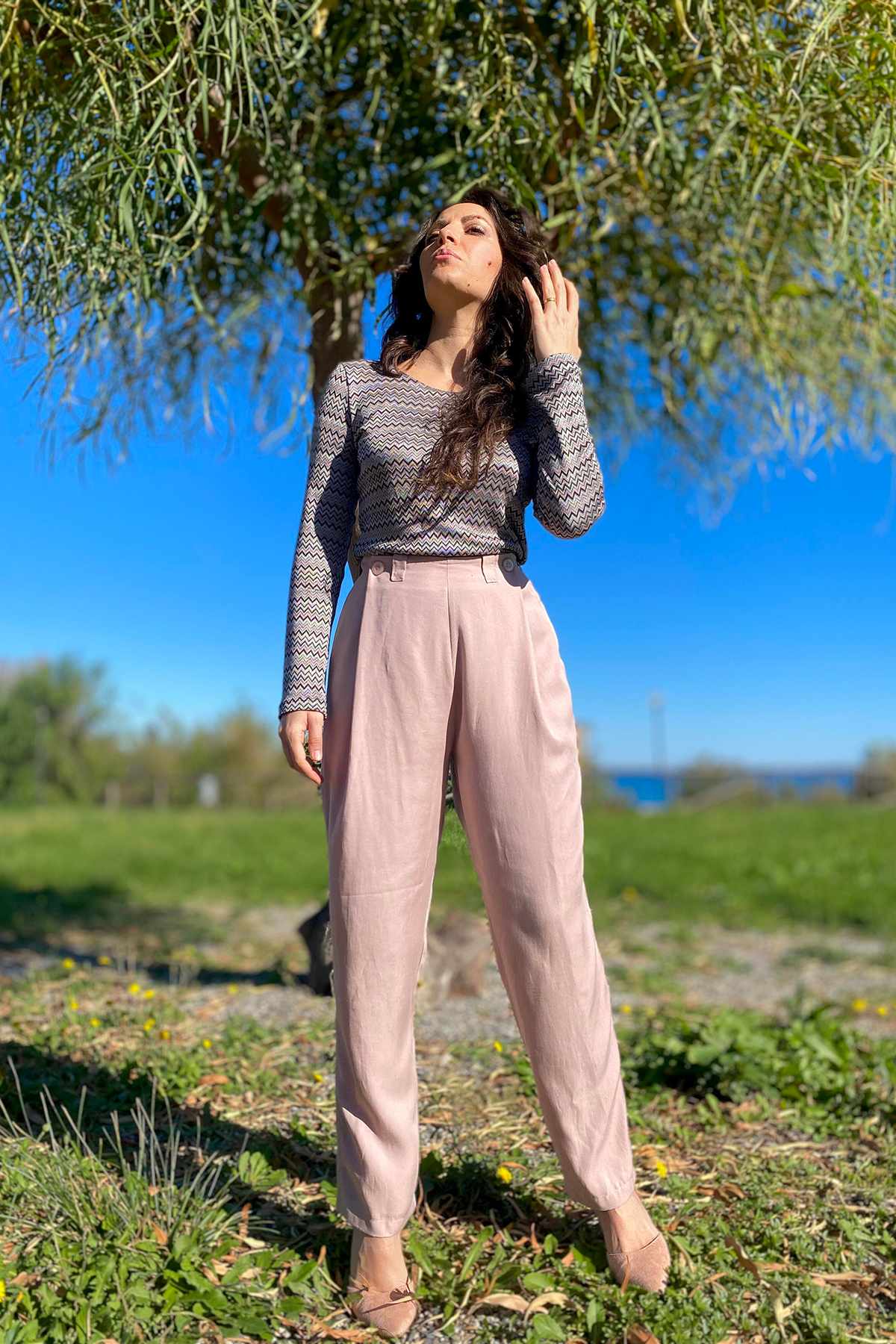 Pantaloni GABY tencel lyocell abbigliamento sostenibile moda sartoriale responsabile bran malia lab
