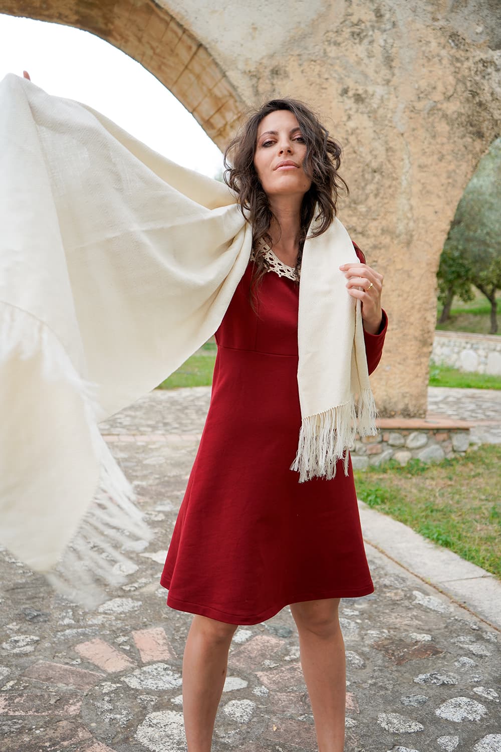 Scialle VANNA seta vancale ampio atelier moda sostenibile abbigliamento etico artigianale