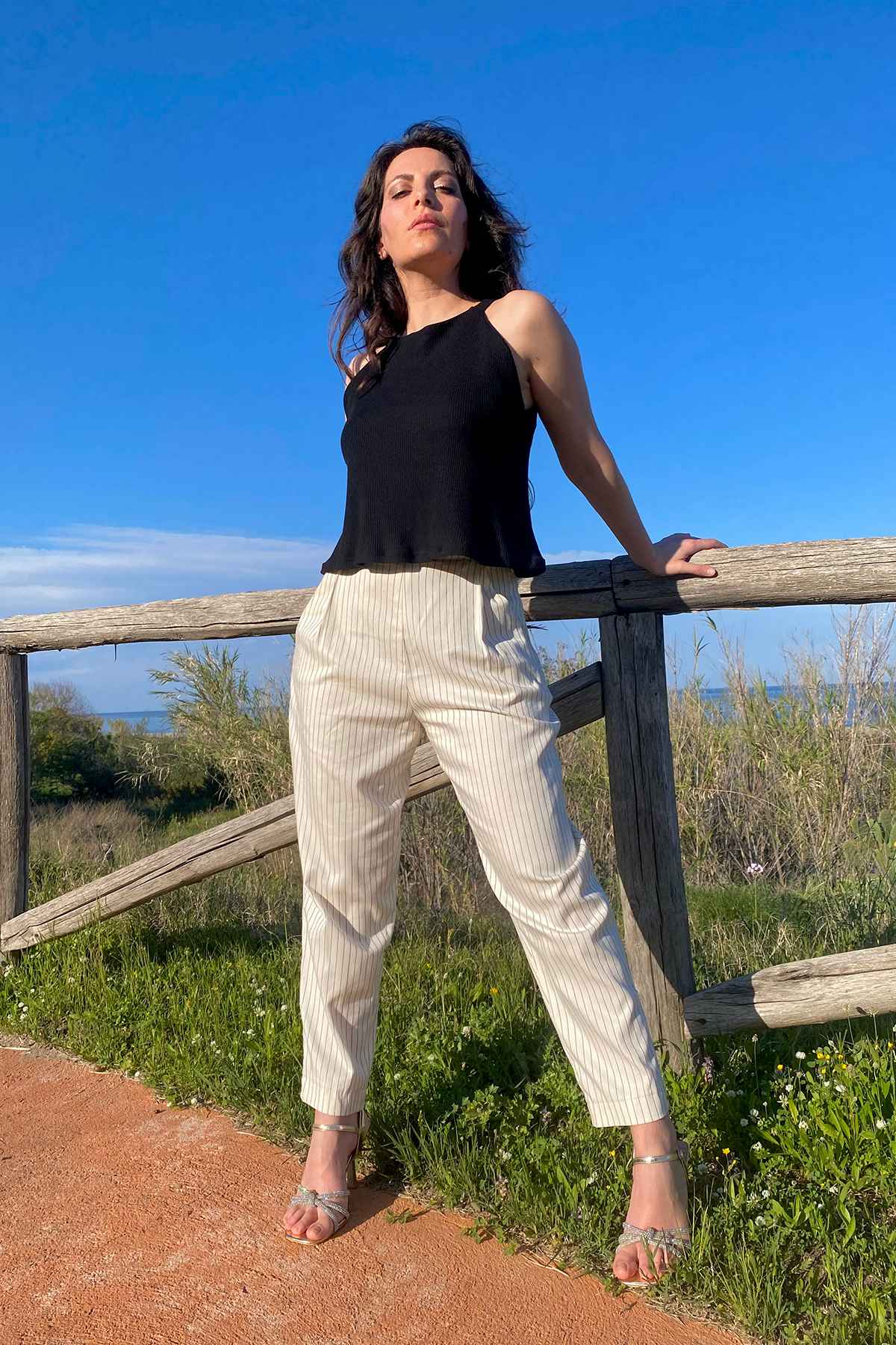 Top Alba Pantalone Ada seacell lyocell costina brand malia lab abbigliamento sartoriale sostenibile
