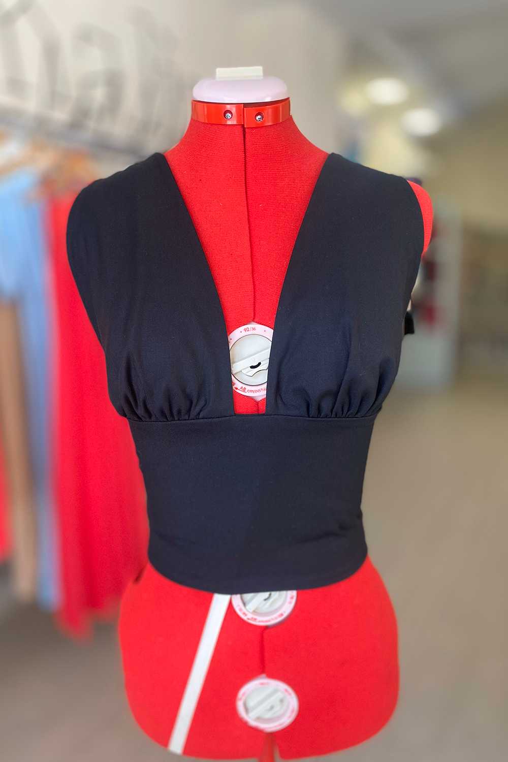 Top ribbon bamboo nero ecologico brand malia lab abbigliamento sostenibile donna moda etica