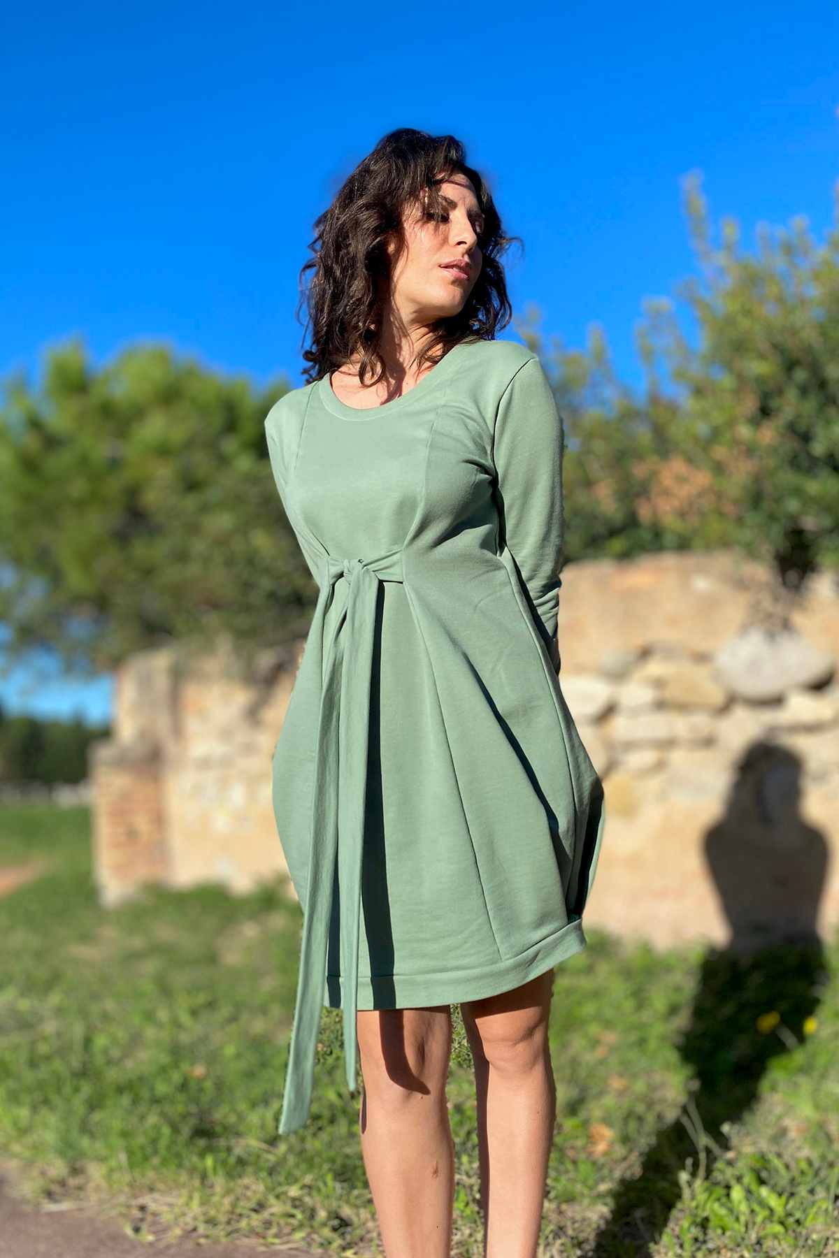 abito a sacco caldo cotone felpato biologico abbigliamento sostenibile sartoriale moda responsabile etica brand malia lab
