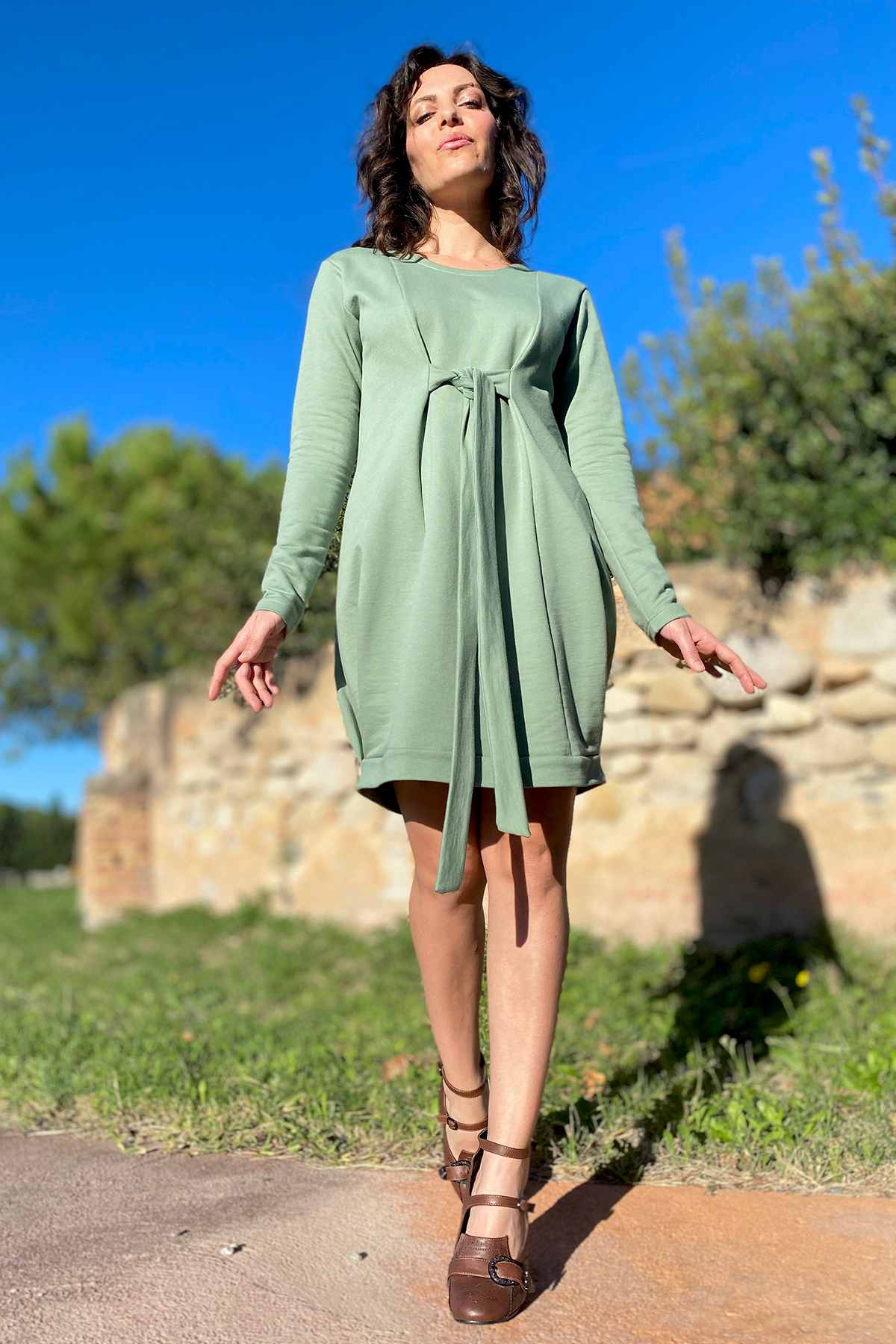 abito a sacco cotone felpato biologico abbigliamento sostenibile moda responsabile etica brand malia lab
