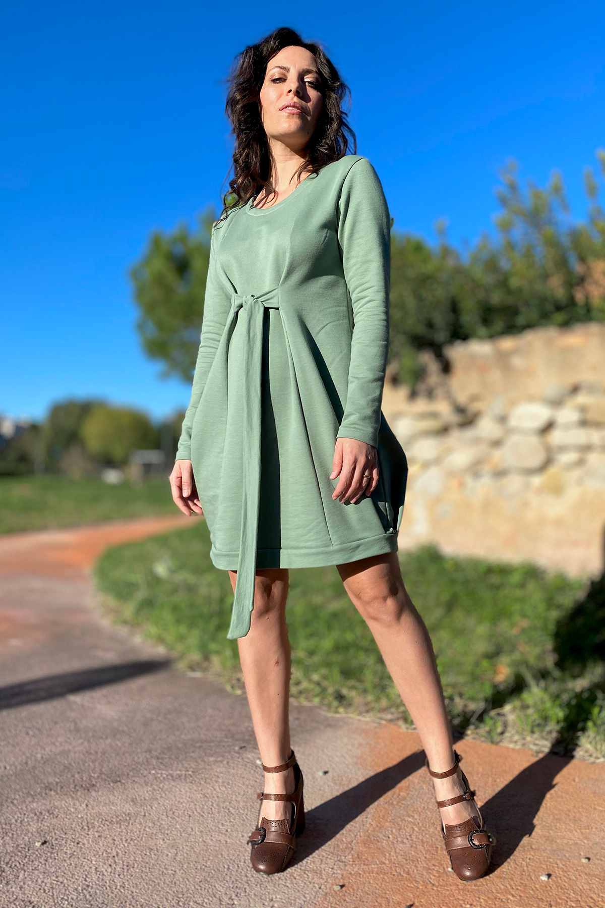 abito a sacco cotone felpato biologico abbigliamento sostenibile sartoriale moda responsabile brand malia lab
