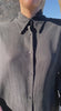 Camicia Tara over tencel indossata da Flavia Amato malia lab atelier moda abbigliamento etico sostenibile artigianale Gonna Elvira cotone felpato