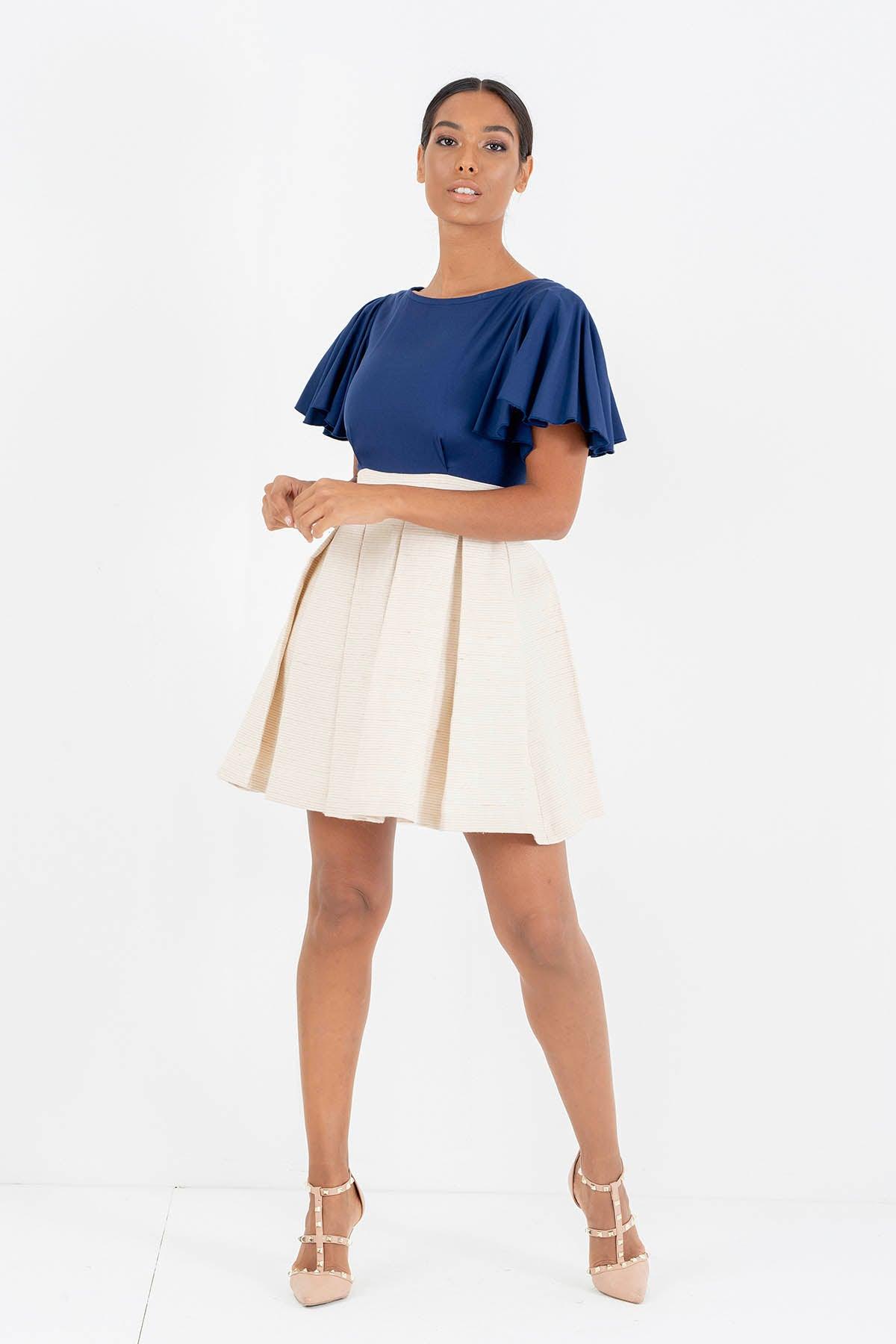 Abito in bamboo ecologico canapa biologica seta biologica abiti su misura abiti sartoriali abbigliamento sartoriale artigianale abbigliamento etico brand malia lab vestiti sostenibili fibre certificate vista frontale