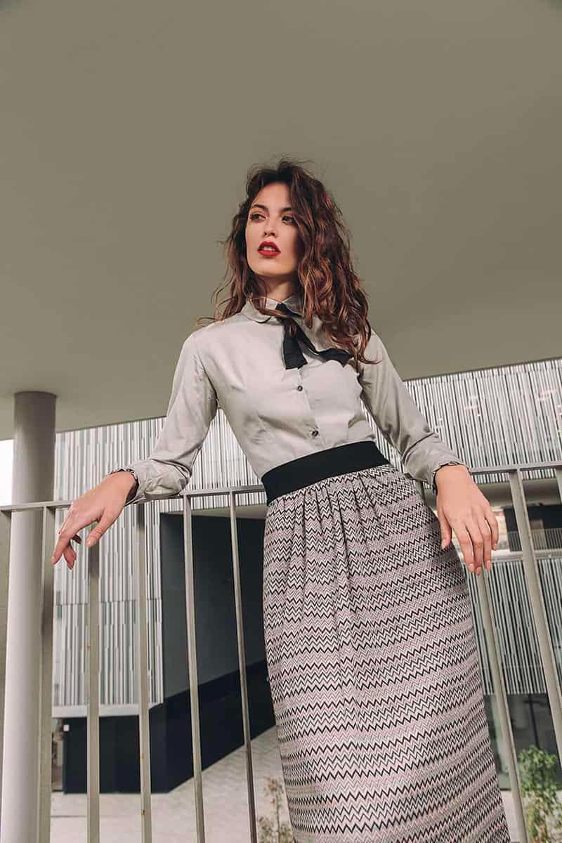 Gonna MATILDE in ecoviscosa ecologica abito su misura abbigliamento sostenibile vestiti su misura vestiti ecosostenibili donna brand malia lab moda etica gonna sartoriale
