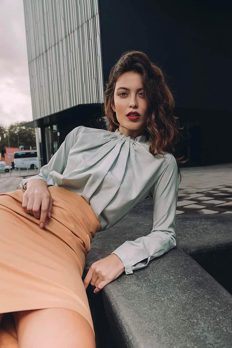 Camicia SVEVA Cupro grs ecologico Cotone Biologico Moda Sostenibile Artigianale brand Malia Lab camicia sartoriale blusa su misura abbigliamento sostenibile