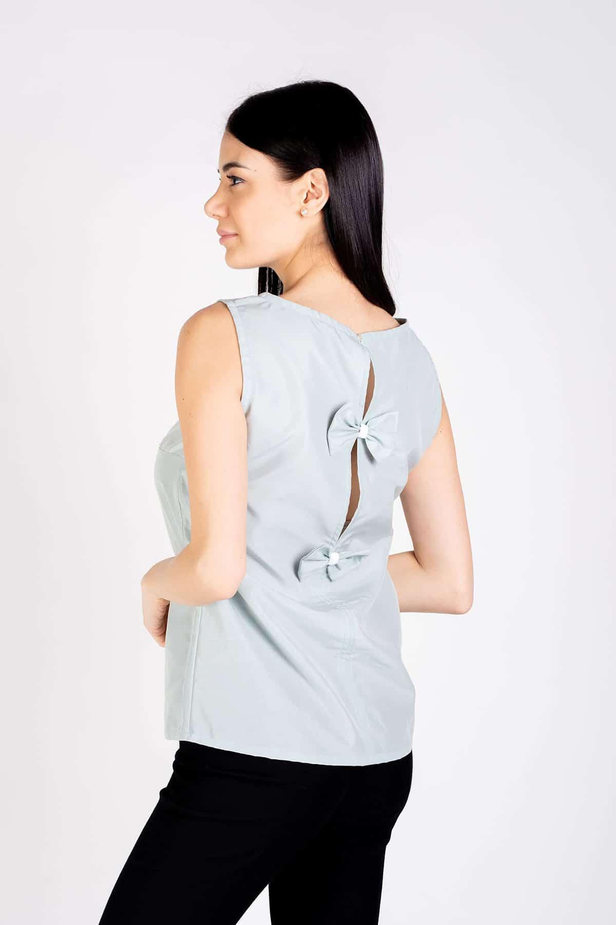 Canottiera Nives Cupro ecologico cotone biologico abbigliamento sartoriale artigianale abbigliamento etico brand malia lab vestiti sostenibili fibre certificate vista laterale