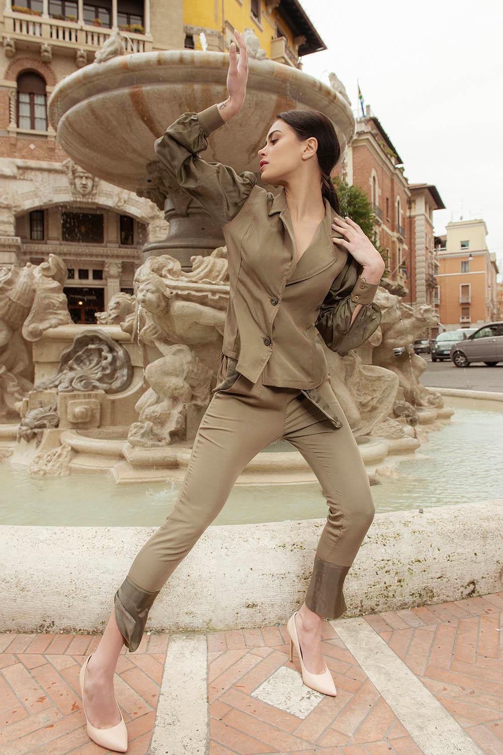 Giacca in tencel lyocell maniche cupro primavera estate brand malia lab abbigliamento biologico naturale sostenibile moda artigianale
