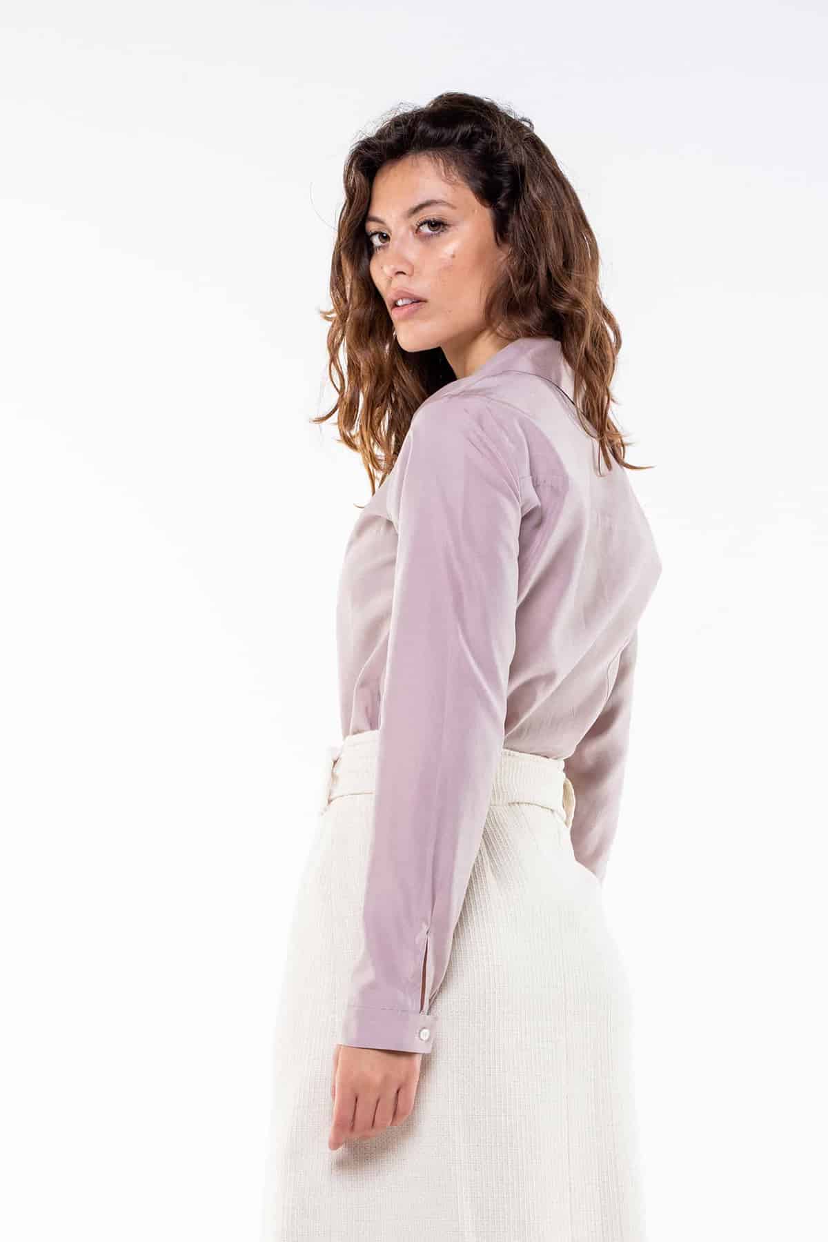 Gonna Adele 4 stagioni canapa biologica lino biologico cotone biologico lana biologica gonna su misura abbigliamento sostenibile vestiti ecosostenibili donna brand malia lab moda etica vista posteriore