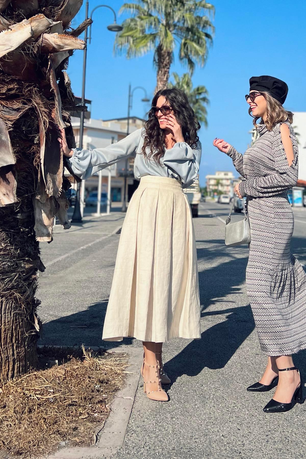 Gonna Ester canapa biologica seta non violenta biologica brand malia lab atelier moda sostenibile abbigliamento artigianale abbigliamento etico gonna sartoriale