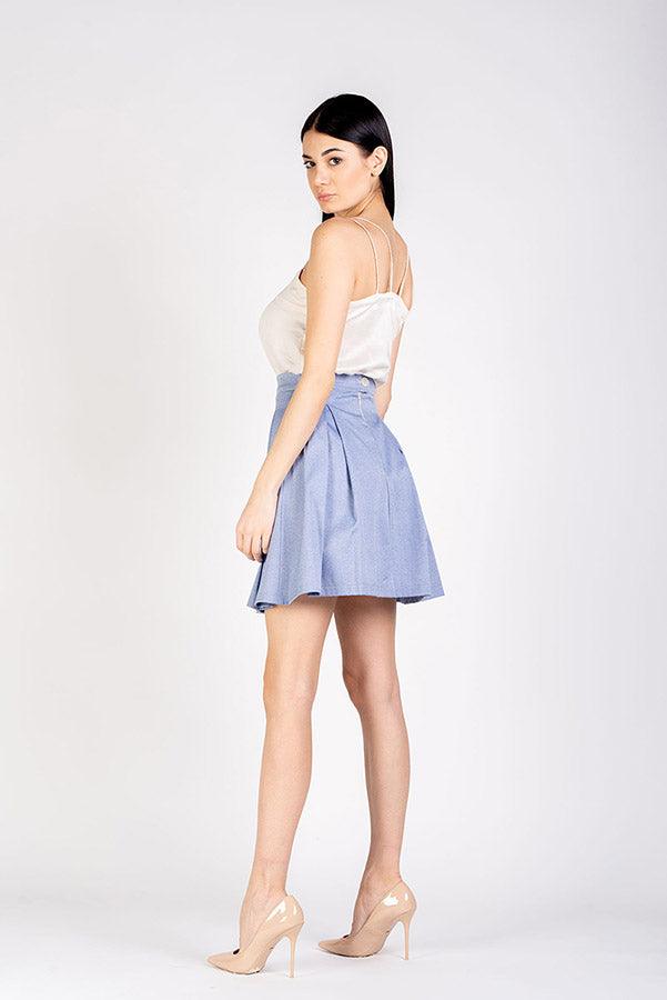 Gonna Lucille fibra di mais cotone biologico Atelier di Moda Biologica abbigliamento Artigianale Sartoriale abbigliamento Sostenibile moda etica brand Malia Lab dettaglio laterale