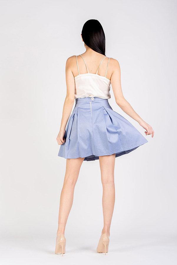 Gonna Lucille fibra di mais cotone biologico Atelier di Moda Biologica abbigliamento Artigianale Sartoriale abbigliamento Sostenibile moda etica brand Malia Lab dettaglio posteriore