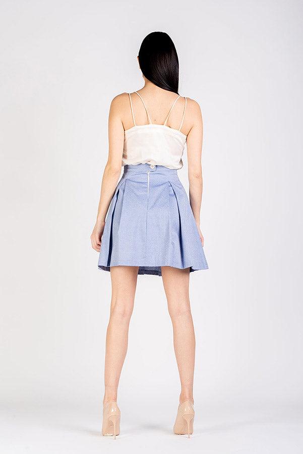 Gonna Lucille fibra di mais cotone biologico Atelier di Moda Biologica abbigliamento Artigianale Sartoriale abbigliamento Sostenibile moda etica brand Malia Lab vista posteriore
