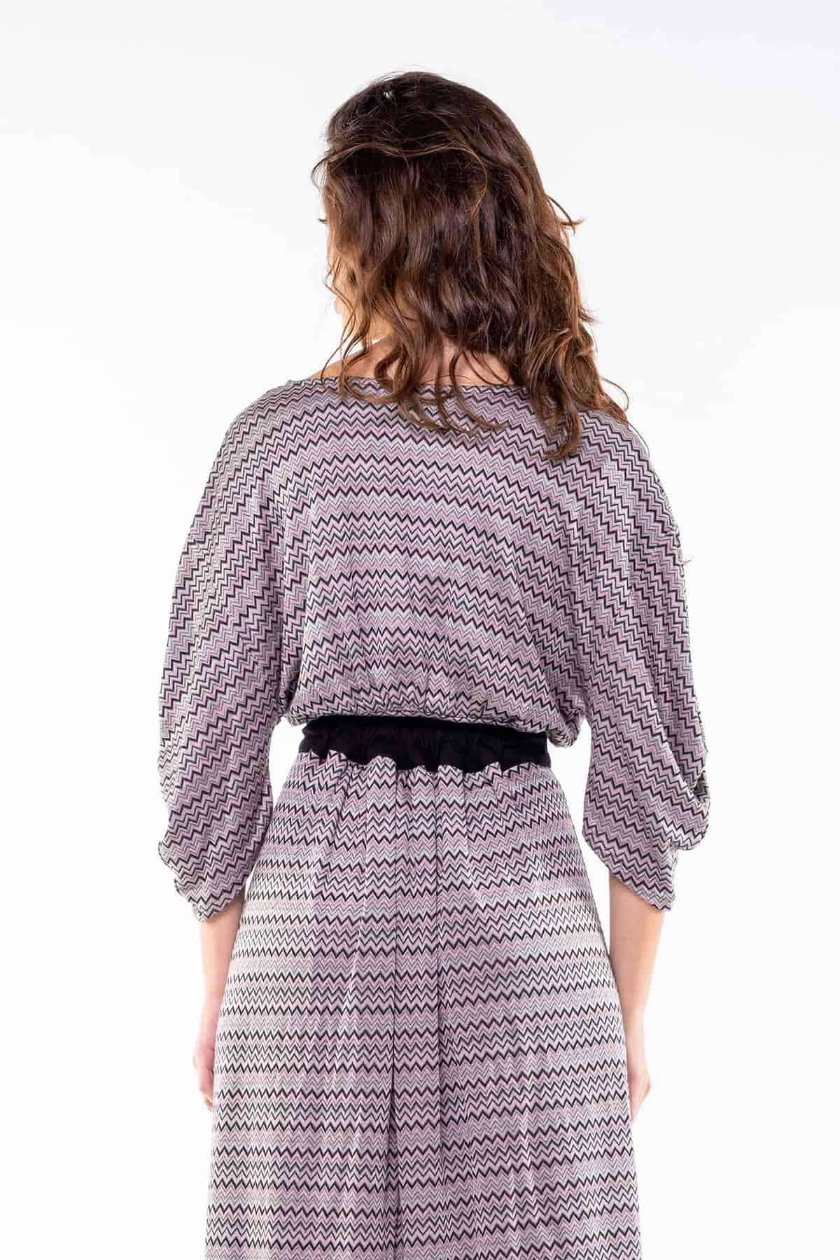 Gonna MATILDE in ecoviscosa ecologica abito su misura abbigliamento sostenibile vestiti su misura vestiti ecosostenibili donna brand malia lab moda etica gonna sartoriale vista posteriore