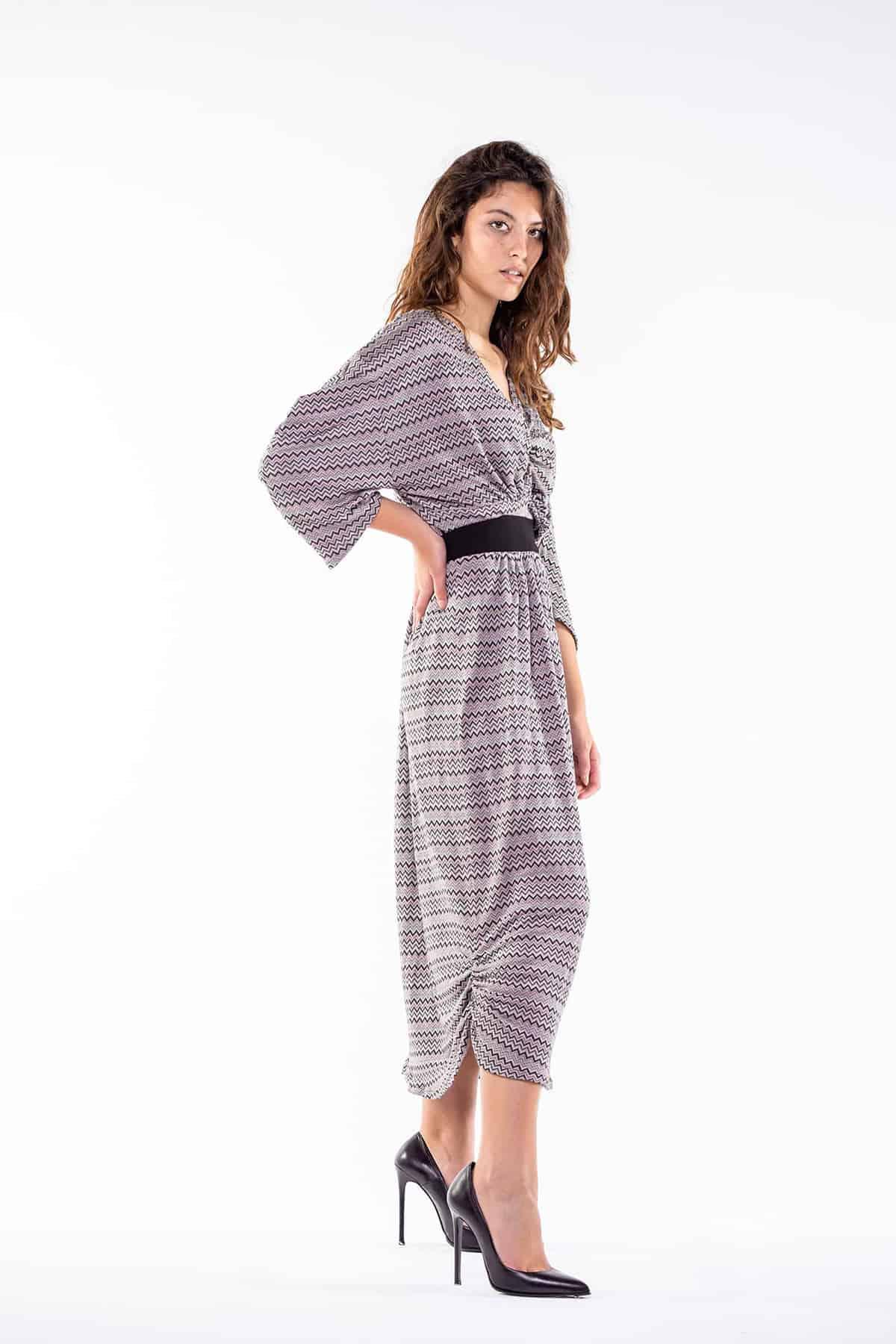 Gonna MATILDE in ecoviscosa ecologica abito su misura abbigliamento sostenibile vestiti su misura vestiti ecosostenibili donna brand malia lab moda etica gonna sartoriale vista laterale
