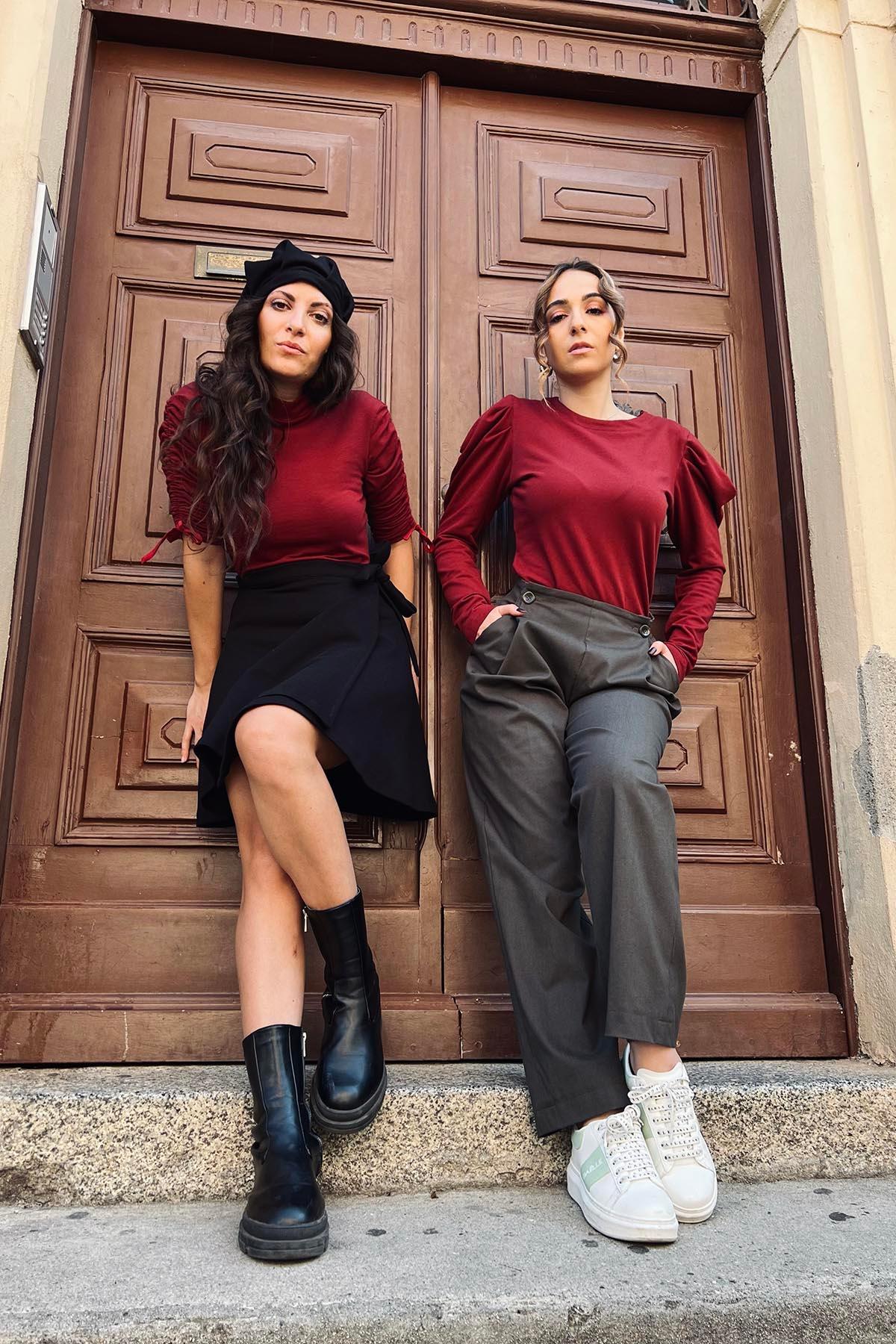  Gonna ENRICA cotone felpato biologico atelier moda artigianale etica gonna artigianale autunno inverno abbigliamento sostenibile donna brand Malia Lab