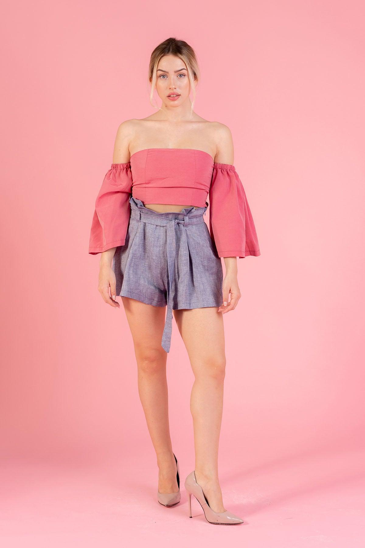 Maglia top in cupro cotone biologico filati naturali brand malia lab moda biologica artigianale sostenibile manica a palloncino