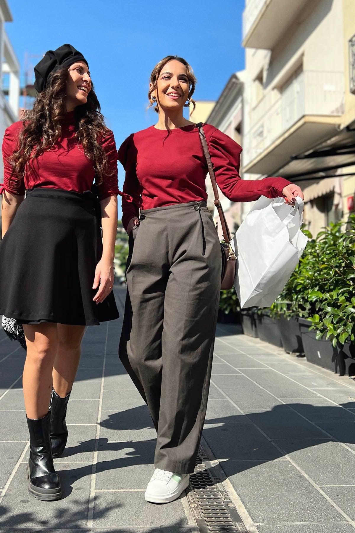 Maglia Sabrina in cotone biologico felpato brand malia lab moda etica sostenibile artigianale abbigliamento biologico sostenibile vestiti ecosostenibili donna fibre certificate manica a palloncino