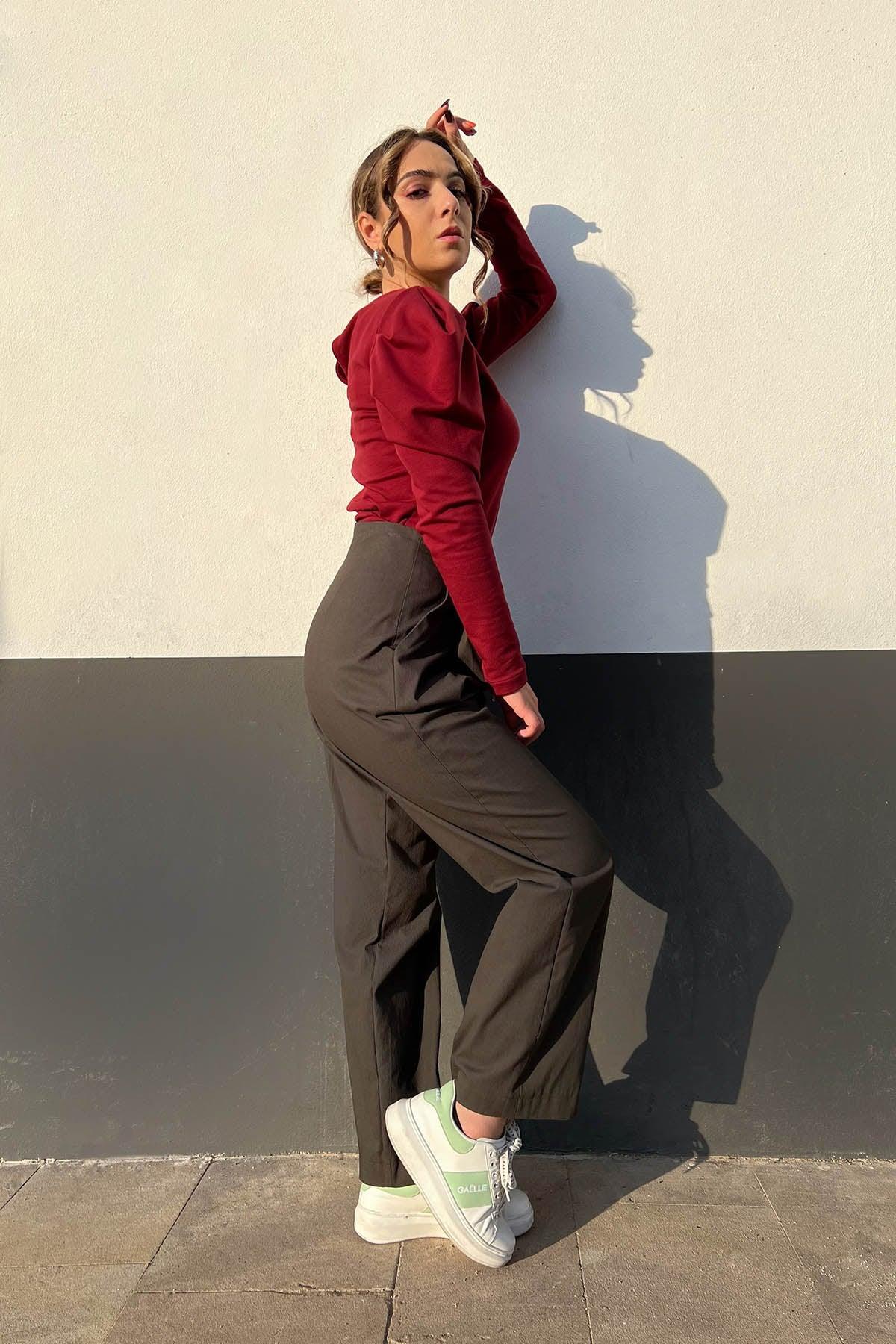  Pantalone in ossido di Rame brand malia lab atelier moda etica sostenibile artigianale abbigliamento sostenibile donna vestiti ecosostenibili fibre naturali dettaglio laterale
