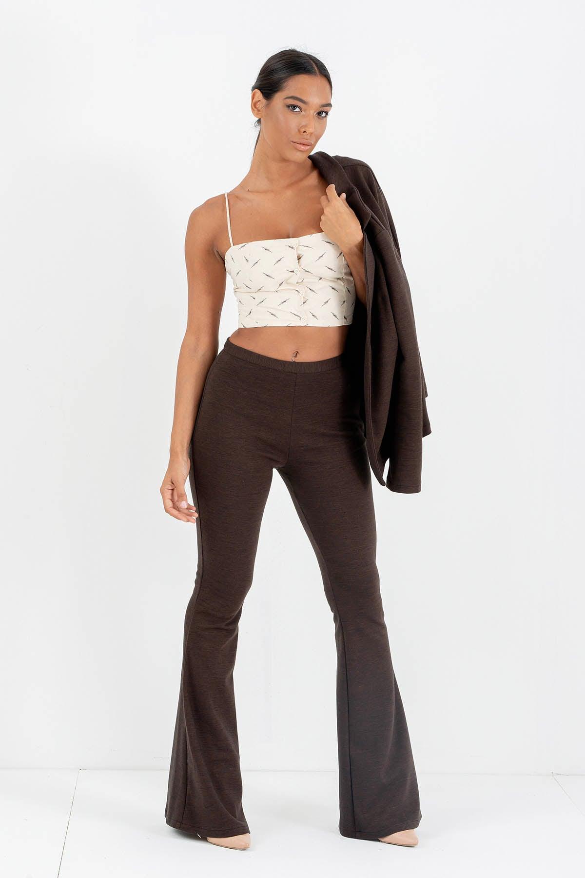 Pantalone Raffaella caldo cotone biologico felpato lana biologica elegante comodo moda etica artigianale brand malia lab abbigliamento sostenibile biologico vestiti ecosostenibili donna fibre naturali vista frontale