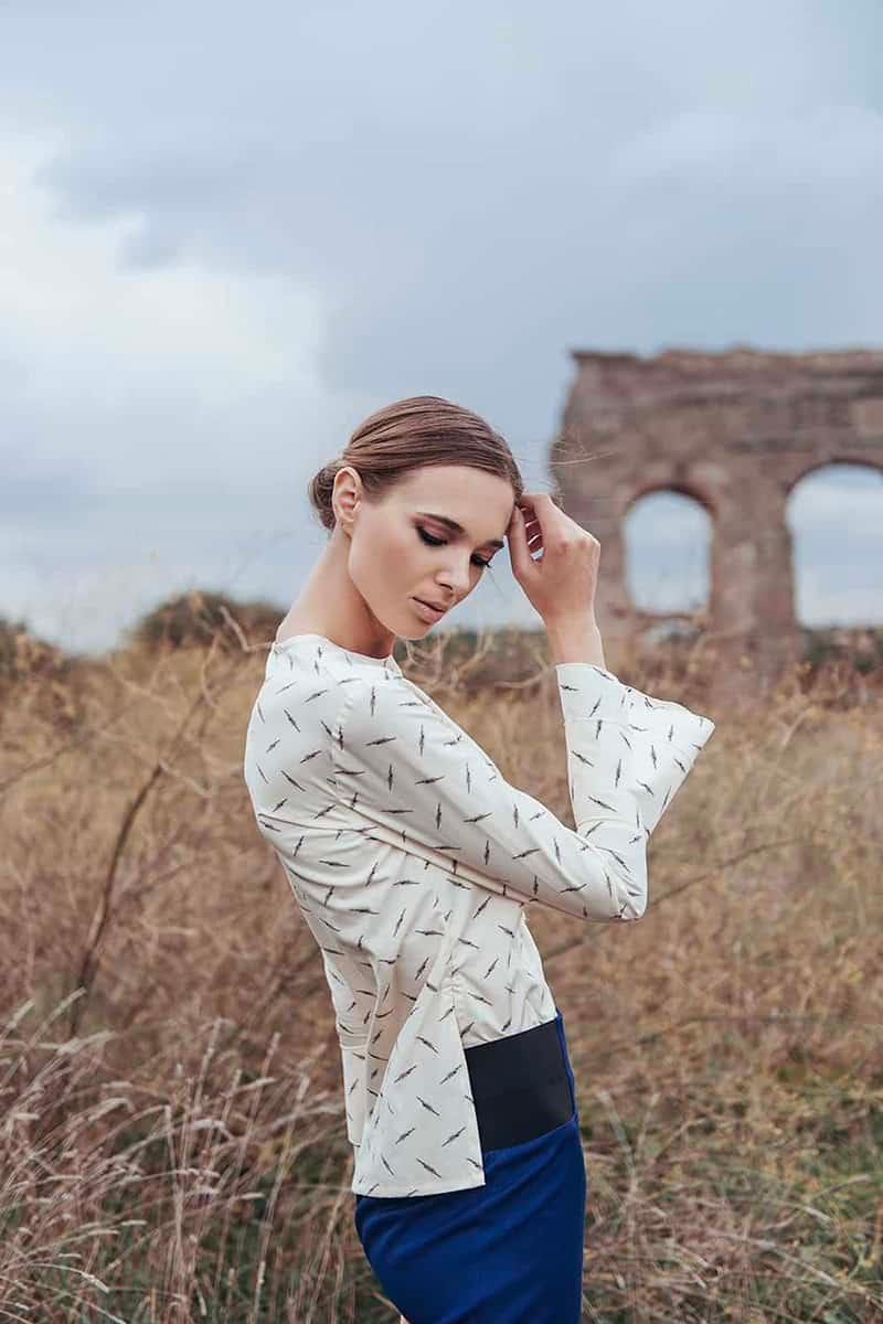 Camicia Vicky cotone biologico viscosa quattro stagioni fuso brand malia lab abbigliamento sostenibile etico artigianale vestibilita comoda fibre naturali certificate dettaglio polsino